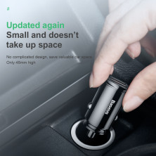 Автомобільний зарядний пристрій Baseus Circular Plastic QC 3.0 30W 2USB 5A Чорний