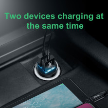 Автомобільний зарядний пристрій Baseus Circular Plastic QC 3.0 30W 2USB 5A Чорний