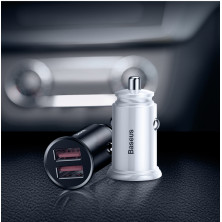 Автомобільний зарядний пристрій Baseus Circular Plastic QC 3.0 30W 2USB 5A Чорний