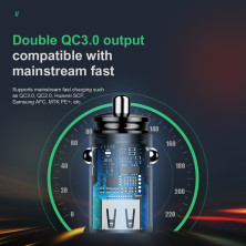 Автомобільний зарядний пристрій Baseus Circular Plastic QC 3.0 30W 2USB 5A Чорний