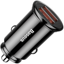 Автомобільний зарядний пристрій Baseus Circular Plastic QC 3.0 30W 2USB 5A Чорний