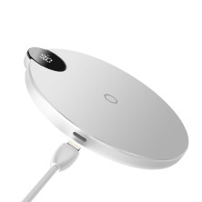 Бездротовий зарядний пристрій Baseus LED Display Wireless Charger з технологією Qi 10W Білий