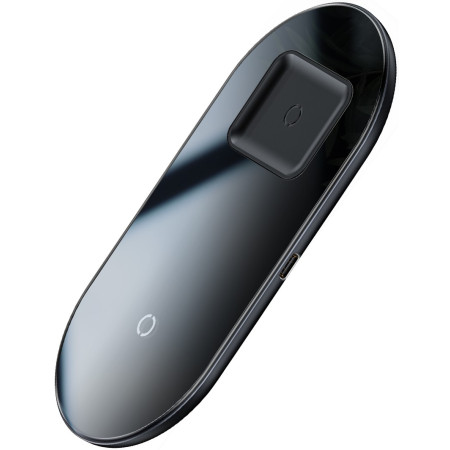 Бездротовий зарядний пристрій Baseus Simple 2in1 For Phone + Pods з технологією Qi 18W MAX Чорний