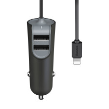 Автомобільний зарядний пристрій Baseus Energy Station 2USB + Кабель Lightning 1м 5.5A Чорний