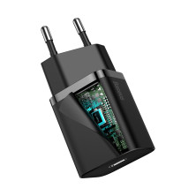 Мережевий зарядний пристрій Baseus Super Si QC PD3.0 20W Type-C 3A + Кабель 2.3A Type-C to Lightning 1м Чорний