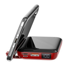 УМБ Baseus Mini S 1in2 Bracket 10000mAh 18W QC3.0 PD з Бездротовий зарядкою Qi 10W Чорний+Червоний