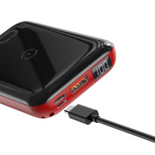 УМБ Baseus Mini S 1in2 Bracket 10000mAh 18W QC3.0 PD з Бездротовий зарядкою Qi 10W Чорний+Червоний