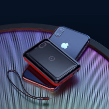 УМБ Baseus Mini S 1in2 Bracket 10000mAh 18W QC3.0 PD з Бездротовий зарядкою Qi 10W Чорний+Червоний