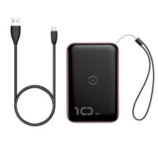 УМБ Baseus Mini S 1in2 Bracket 10000mAh 18W QC3.0 PD з Бездротовий зарядкою Qi 10W Чорний+Червоний