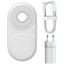 Беспроводное зарядное устройство Baseus Planet 2in1 с технологией Qi 10W MAX и адаптером 24W QC3.0 Белый