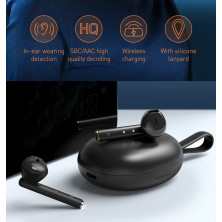 Бездротові Bluetooth навушники Baseus Encok TWS W05 з функцією бездротової зарядки Qi Чорний