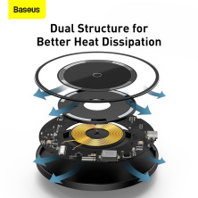 Бездротовий зарядний пристрій Baseus Simple Magnetic з технологією Qi 15W 2A Прозорий