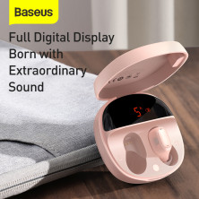 Бездротові Bluetooth навушники Baseus Encok TWS WM01 Plus з дисплеєм Рожевий