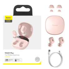 Бездротові Bluetooth навушники Baseus Encok TWS WM01 Plus з дисплеєм Рожевий