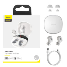 Бездротові Bluetooth навушники Baseus Encok TWS WM01 Plus з дисплеєм Білий