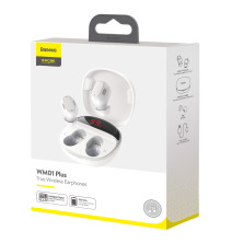 Бездротові Bluetooth навушники Baseus Encok TWS WM01 Plus з дисплеєм Білий