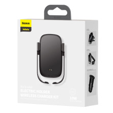 Автотримач з Бездротовою зарядкою Baseus Rock-Solid з технологією Qi 10W і зарядкою в прикурювач QC 3.0 30W 2USB 5A Чорний