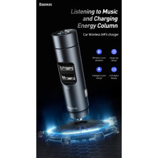 FM-трансмиттер Baseus Energy Column 2в1 MP3 Car Charger Bluetooth 5.0 2USB (3.1A) 15W Черно-Серый