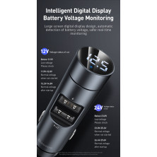 FM-трансмиттер Baseus Energy Column 2в1 MP3 Car Charger Bluetooth 5.0 2USB (3.1A) 15W Черно-Серый
