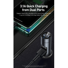 FM-трансмиттер Baseus Energy Column 2в1 MP3 Car Charger Bluetooth 5.0 2USB (3.1A) 15W Черно-Серый