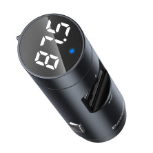 FM-трансмиттер Baseus Energy Column 2в1 MP3 Car Charger Bluetooth 5.0 2USB (3.1A) 15W Черно-Серый
