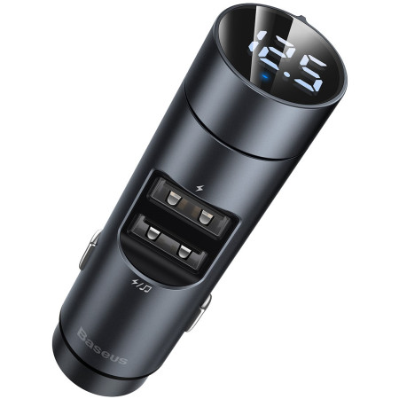 FM-трансмиттер Baseus Energy Column 2в1 MP3 Car Charger Bluetooth 5.0 2USB (3.1A) 15W Черно-Серый