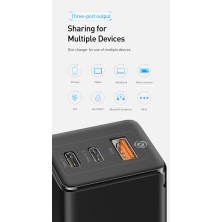 Сетевое зарядное устройство Baseus Quick GaN Travel QC4.0+PD3.0 65W USB+2Type-C 5A Черный