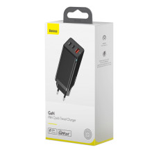 Сетевое зарядное устройство Baseus Quick GaN Travel QC4.0+PD3.0 65W USB+2Type-C 5A Черный