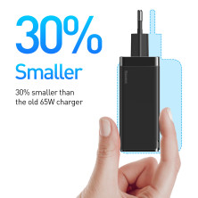 Сетевое зарядное устройство Baseus Quick GaN Travel QC4.0+PD3.0 65W USB+2Type-C 5A Черный