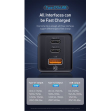 Сетевое зарядное устройство Baseus Quick GaN Travel QC4.0+PD3.0 65W USB+2Type-C 5A Черный