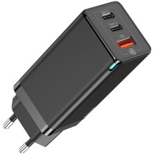 Мережевий зарядний пристрій Baseus Quick GaN Travel QC4.0+PD3.0 65W USB+2Type-C 5A Чорний