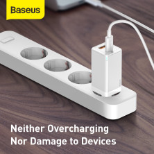Сетевое зарядное устройство Baseus GaN Mini QC3.0+PD3.0 45W USB+Type-C 5A + кабель Baseus Type-C to Type-C 60W 20V/3A 1м Белый
