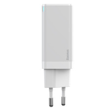 Сетевое зарядное устройство Baseus GaN Mini QC3.0+PD3.0 45W USB+Type-C 5A + кабель Baseus Type-C to Type-C 60W 20V/3A 1м Белый