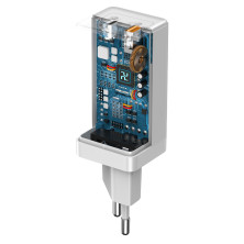 Сетевое зарядное устройство Baseus GaN Mini QC3.0+PD3.0 45W USB+Type-C 5A + кабель Baseus Type-C to Type-C 60W 20V/3A 1м Белый