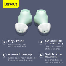 Беспроводные Bluetooth наушники Baseus Encok TWS WM01 Зелёный