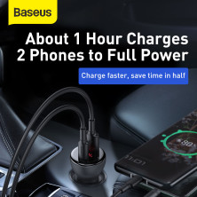 Автомобільний зарядний пристрій Baseus Digital Display QC 4.0 + PD3.0 PPS 45W USB + Type-C 5A Чорний