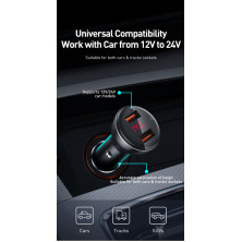 Автомобільний зарядний пристрій Baseus Digital Display QC 4.0 + PD3.0 PPS 45W USB + Type-C 5A Чорний