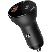 Автомобільний зарядний пристрій Baseus Digital Display QC 4.0 + PD3.0 PPS 45W USB + Type-C 5A Чорний