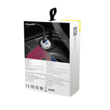 Автомобільний зарядний пристрій Baseus Square Metal QC 4.0 + PD3.0 30W USB + Type-C 5A Сріблястий