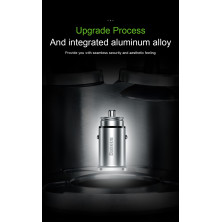 Автомобільний зарядний пристрій Baseus Square Metal QC 4.0 + PD3.0 30W USB + Type-C 5A Сріблястий