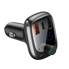 Автомобильное зарядное устройство Baseus T-Typed MP3 Car Charger S-13 Bluetooth 5.0 2USB(3.4A) + 1Type-C(5А) QC3.0 / QC4.0 36W Черный