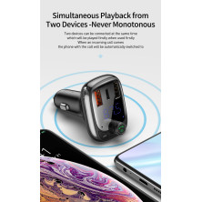 Автомобильное зарядное устройство Baseus T-Typed MP3 Car Charger S-13 Bluetooth 5.0 2USB(3.4A) + 1Type-C(5А) QC3.0 / QC4.0 36W Черный