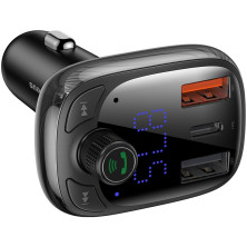 Автомобільний зарядний пристрій Baseus T-Typed MP3 Car Charger S-13 Bluetooth 5.0 2USB (3.4A) + 1Type-C (5А) QC3.0 / QC4.0 36W Чорний