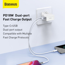 Сетевое зарядное устройство Baseus Universal Conversion PPS QC3.0+PD3.0 18W USB+Type-C 3A Универсальное Белый