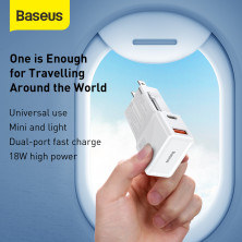 Сетевое зарядное устройство Baseus Universal Conversion PPS QC3.0+PD3.0 18W USB+Type-C 3A Универсальное Белый