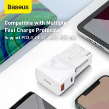Сетевое зарядное устройство Baseus Universal Conversion PPS QC3.0+PD3.0 18W USB+Type-C 3A Универсальное Белый
