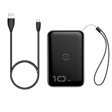 УМБ Baseus Mini S 1in2 Bracket 10000mAh 18W QC3.0 PD з Бездротовий зарядкою Qi 10W Чорний