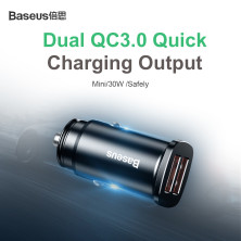 Автомобильное зарядное устройство Baseus Square Metal QC 3.0 30W 2USB 5A Черный