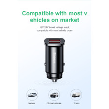 Автомобильное зарядное устройство Baseus Square Metal QC 3.0 30W 2USB 5A Черный