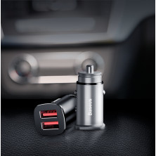 Автомобильное зарядное устройство Baseus Square Metal QC 3.0 30W 2USB 5A Черный